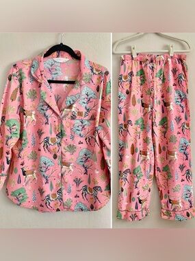 Printfresh Long PJs • Antelope’s Forest in Pink • Women’s Medium